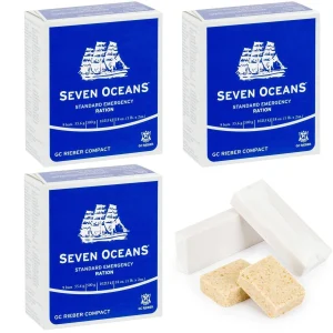 Seven Oceans Keksration Mahlzeiten Notfall Überleben Wandern Essen Prepper 3-tlg